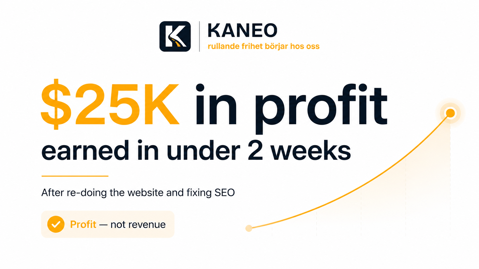 Screenshot showing verified profits from the SEO work for kaneo.se
